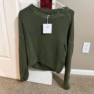Pistola xs nwt Olive Green Ribbed Sweater crop